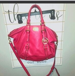 🍁🍂RARE XL Michael kors pink Bedford satchel
